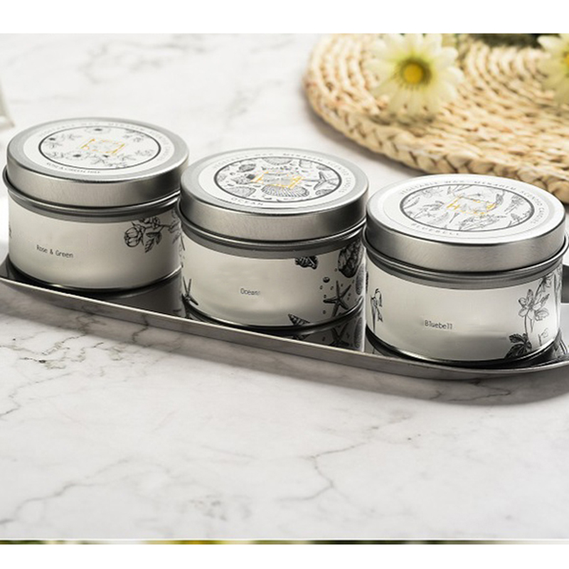 Candle manufacturer private label gray scented travel candle tin customized packaging and label